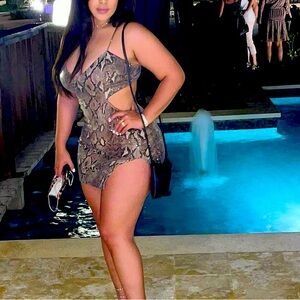 Snake print mini sequin dress